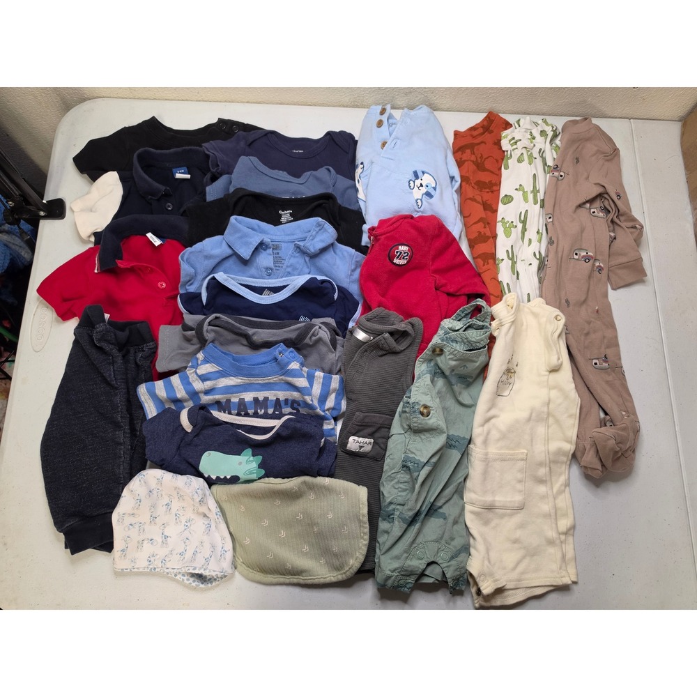Baby Boy Clothing Lot 22pc Disney Gerber Tahari 3-6M Sleepers Bodysuits Polos